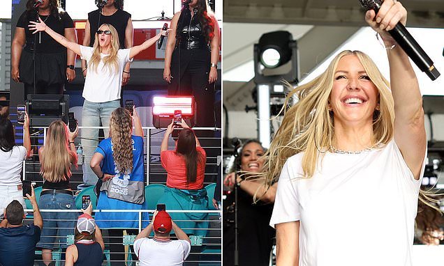 Ellie Goulding performs for England fans before World Cup quarter-final against Norway