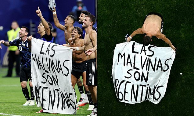 Argentinian player defends Falkland Islands banner after World Cup win over England